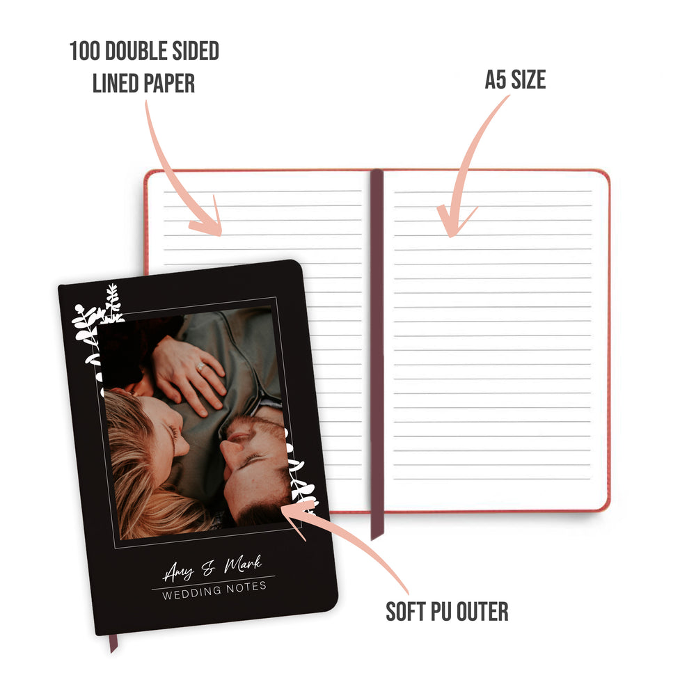 Personalised Wedding Notes Black Notebook