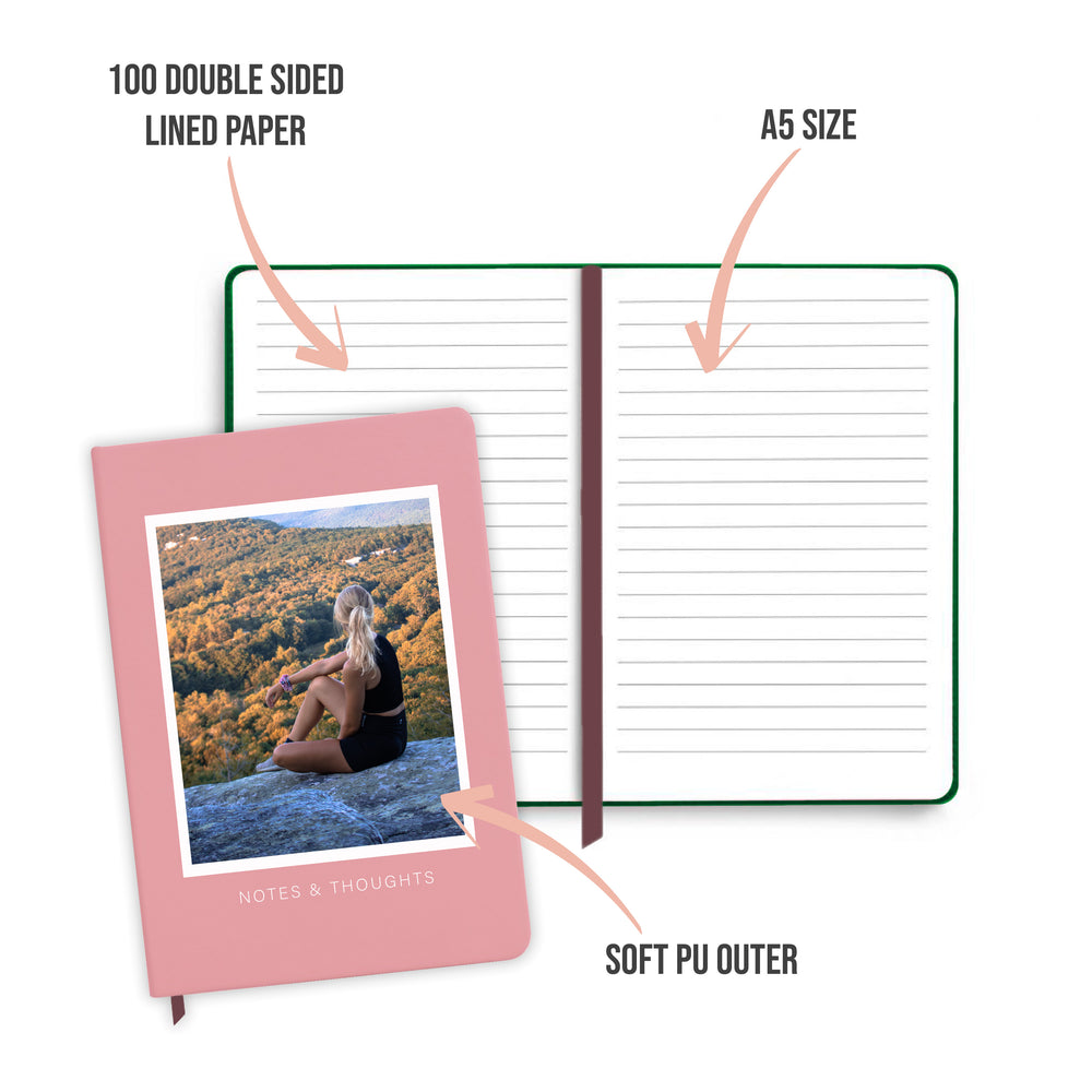 Personalised Square Photo Pink Notebook