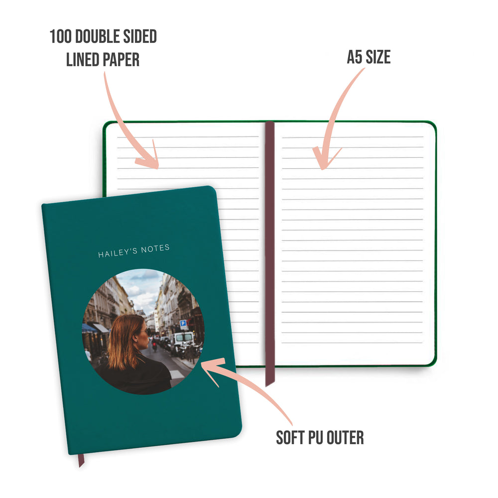 
            
                Load image into Gallery viewer, Personalised Photo Teal Notebook
            
        