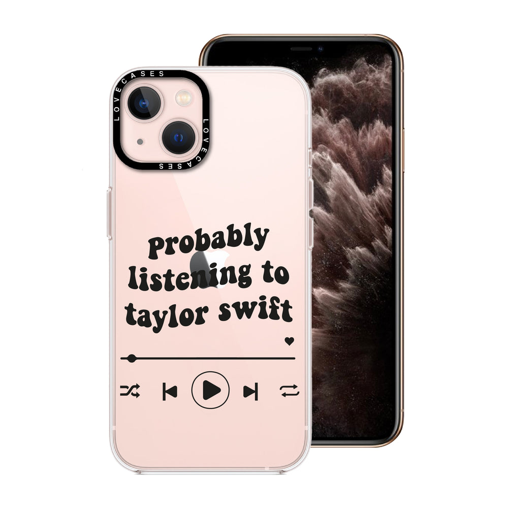 Black Probably Listening To Taylor Swift Premium Phone Case LoveCases Black Probably Listening To Taylor Swift Premium Phone Case LoveCases