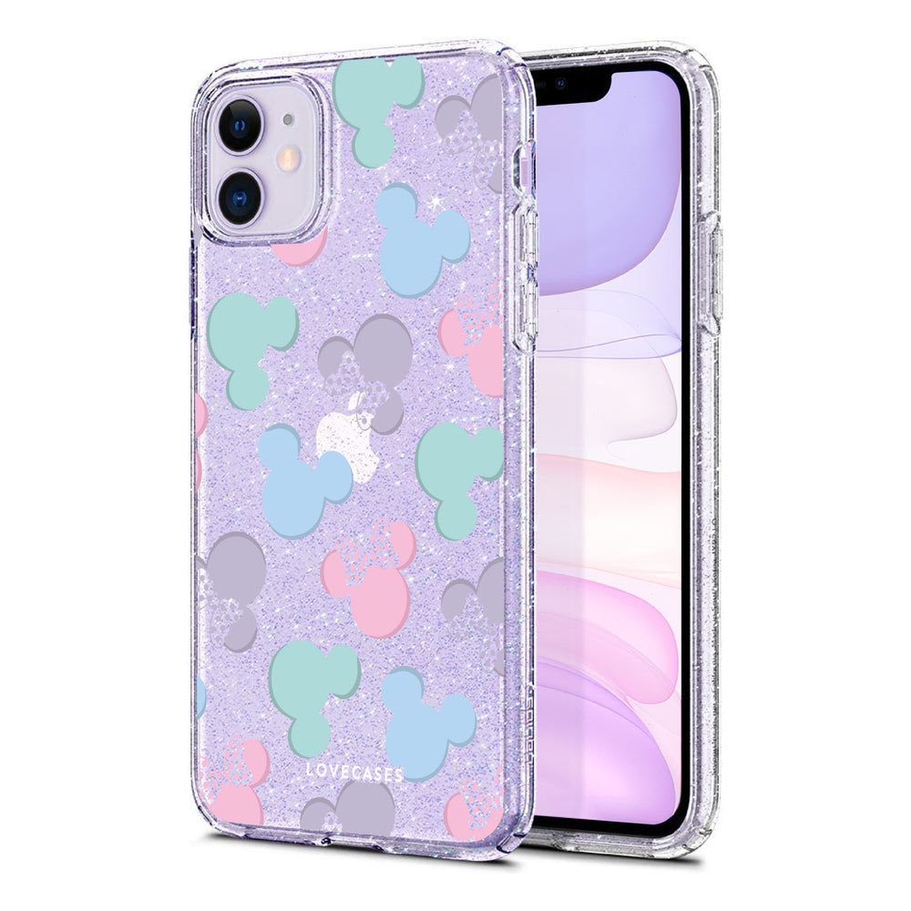 Pastel Mickey & Minnie Glitter Phone Case