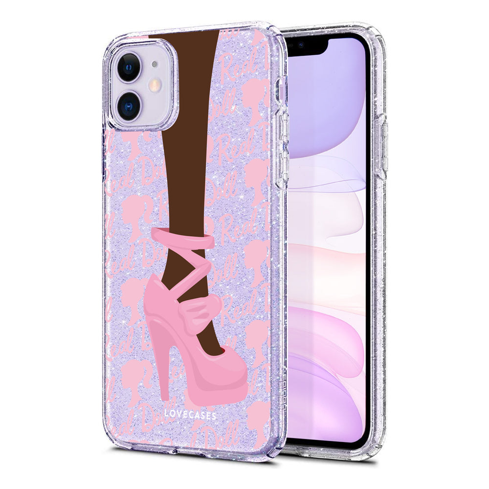 Black Doll Shoe Glitter Phone Case