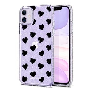 Black Hearts Glitter Phone Case