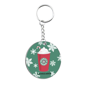 Personalised Christmas Cup Circle Keyring