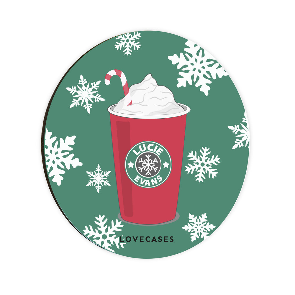 Personalised Christmas Cup Circle Coaster