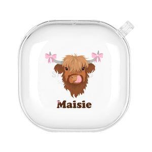 Personalised Coquette Highland Cow Galaxy Buds Case