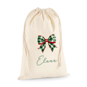 Personalised Tartan Bow Santa Sack
