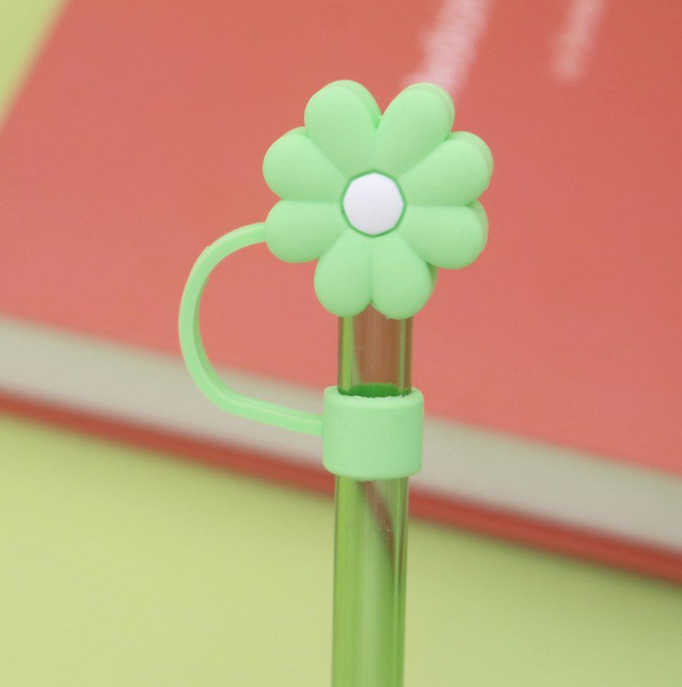 Green Flower Straw Topper