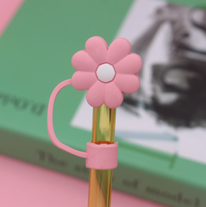 Pink Flower Straw Topper