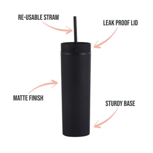 Heart Black Skinny Tumbler