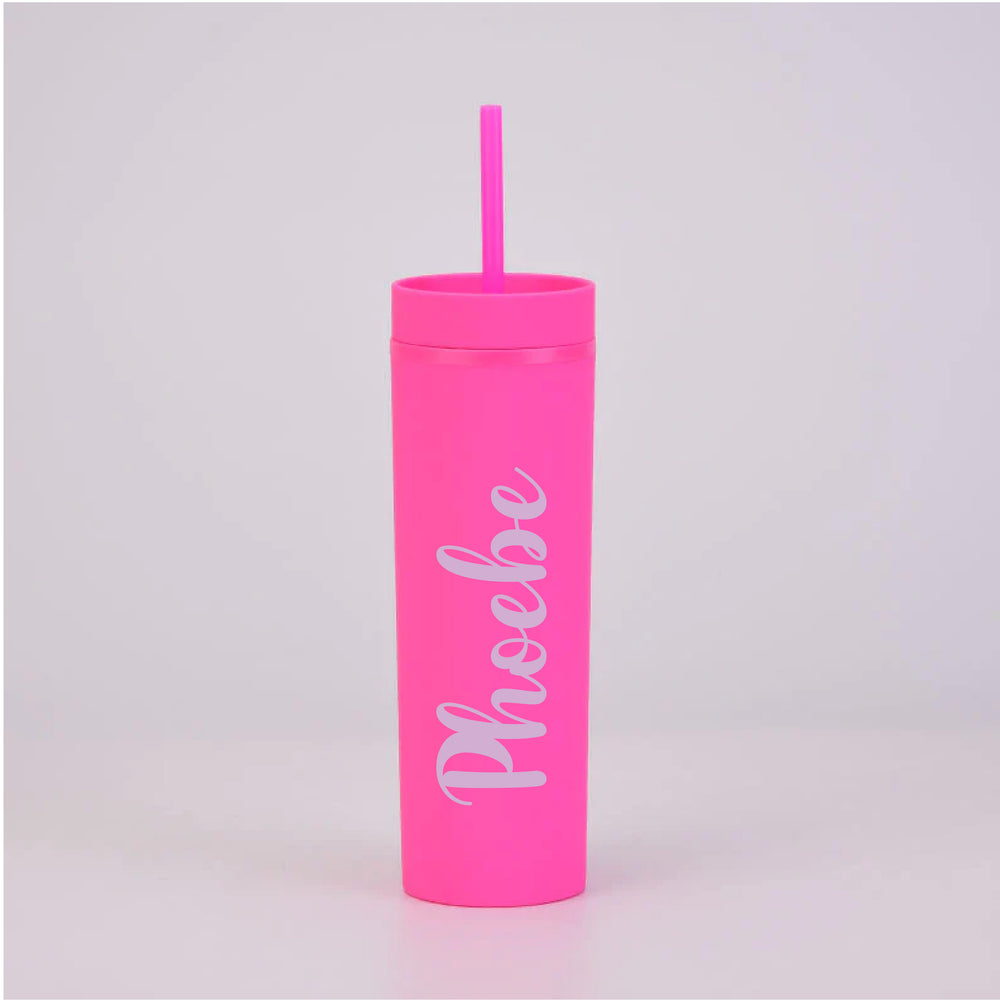 Personalised Name - Hot Pink Skinny Tumbler