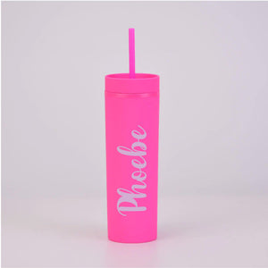 Personalised Name - Hot Pink Skinny Tumbler