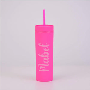 Personalised Name - Hot Pink Skinny Tumbler