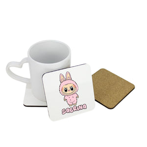 Personalised Pink Labubu Craze Square Coaster