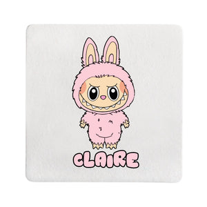 Personalised Pink Labubu Craze Square Coaster