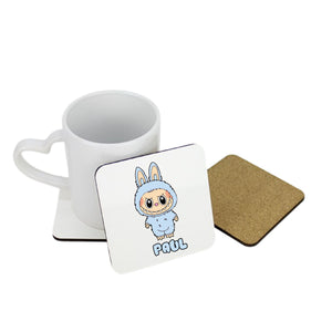 Personalised Blue Labubu Craze Square Coaster