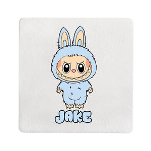 Personalised Blue Labubu Craze Square Coaster