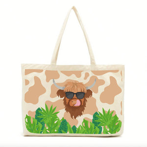 Harvey the Summer Highland Cow Tote