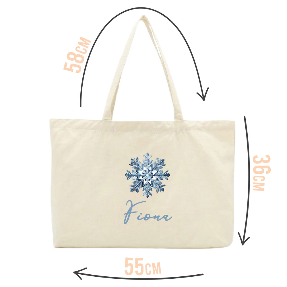 Personalised Blue Snowflake Tote