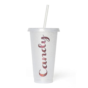 Personalised Name - Frosted Glitter Tumbler Cup