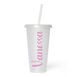 Personalised Name - Frosted Glitter Tumbler Cup