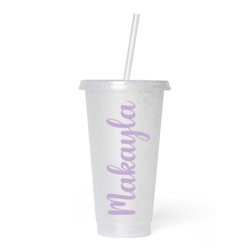 Personalised Name - Frosted Glitter Tumbler Cup