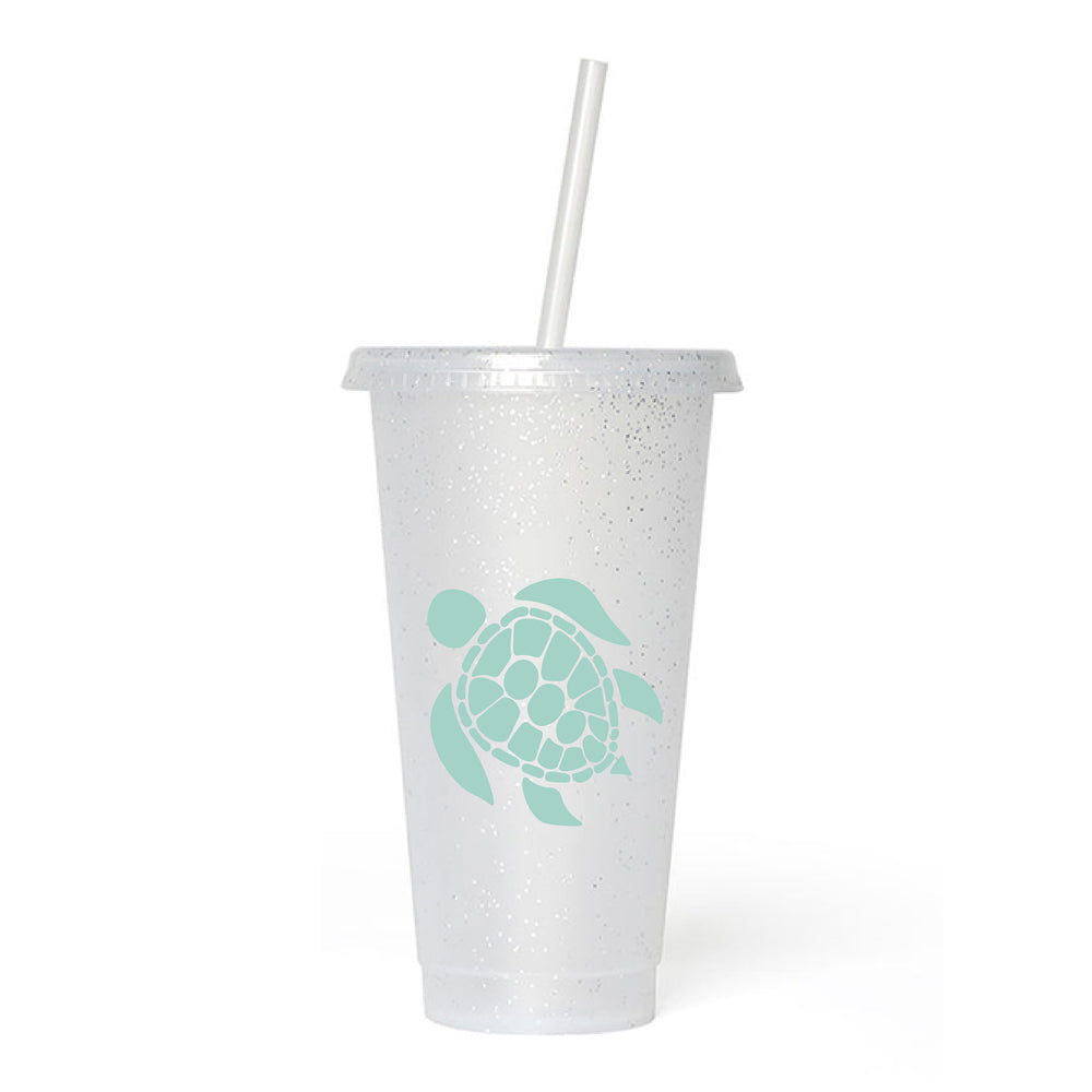 Sea Turtle Frosted Glitter Tumbler Cup