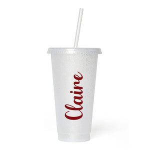 Personalised Name - Frosted Glitter Tumbler Cup
