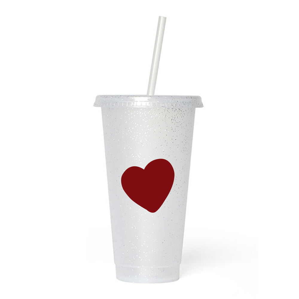 Heart Frosted Glitter Tumbler Cup