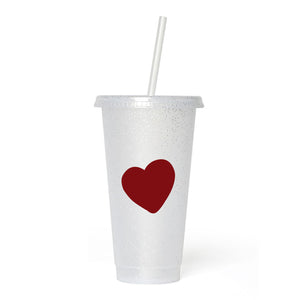 Heart Frosted Glitter Tumbler Cup