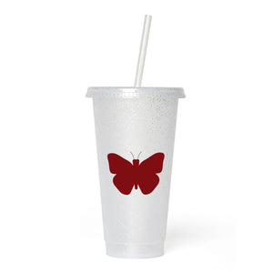 Butterflies Frosted Glitter Tumbler Cup