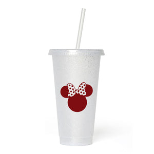 Pastel Minnie Frosted Glitter Tumbler Cup