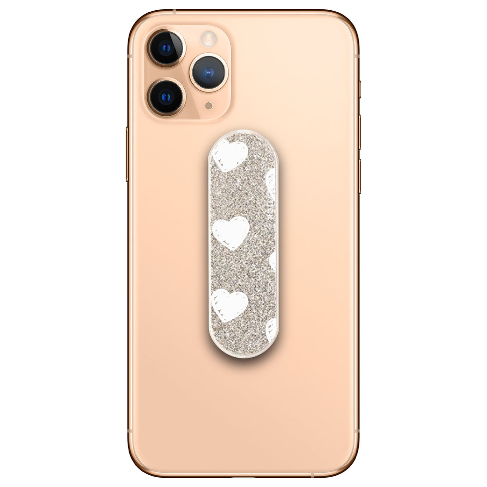 White Hearts Glitter Phone Loop