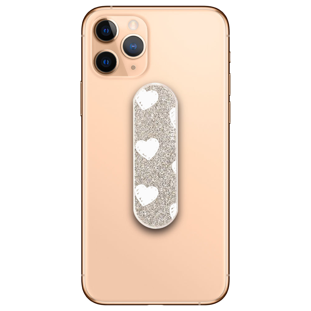 
            
                Load image into Gallery viewer, White Hearts Glitter Phone Loop
            
        