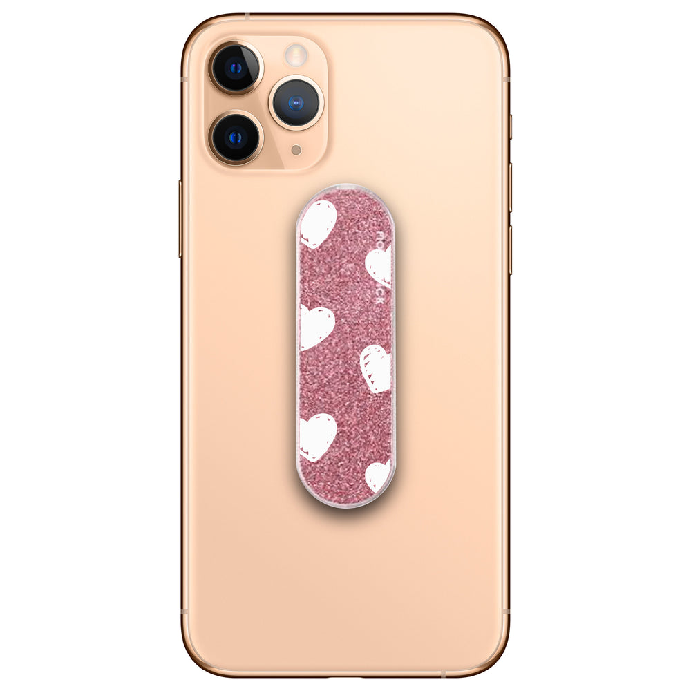 White Hearts Glitter Phone Loop