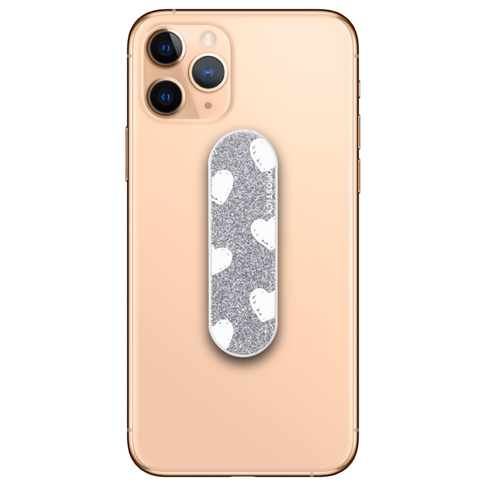 White Hearts Glitter Phone Loop