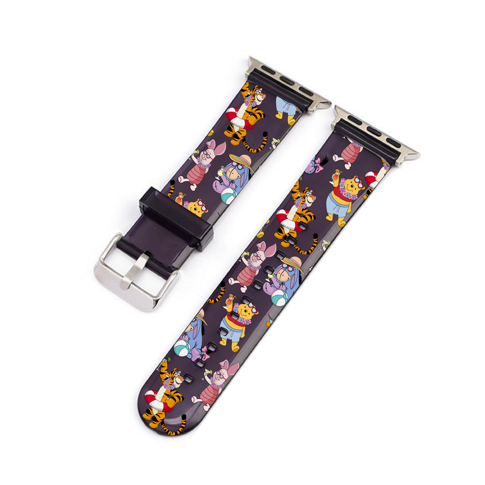 Winnie & Friends Cocktail Party Black Smartwatch Strap