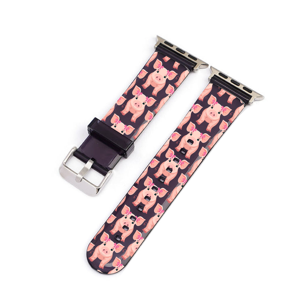Penny the Coquette Pig Black Smartwatch Strap