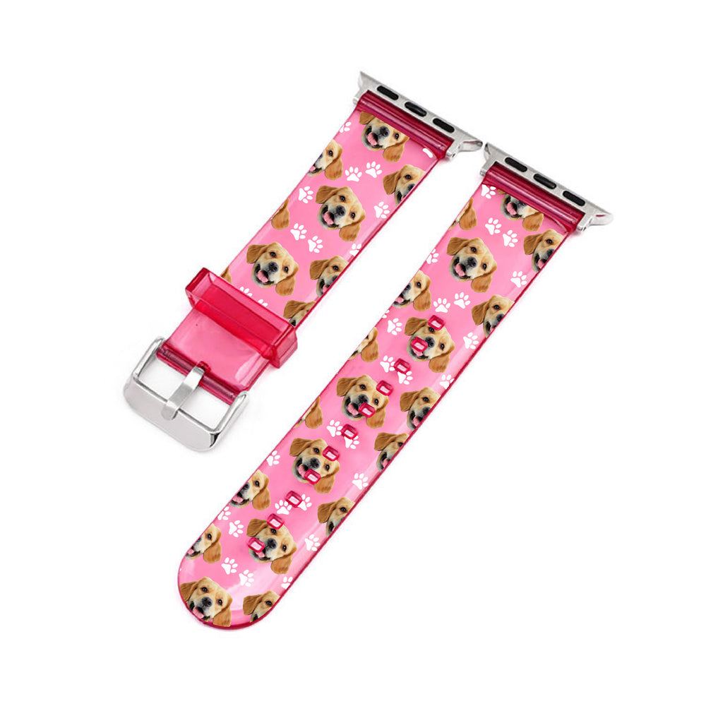 Personalised Pet Portrait Pattern Pink Smartwatch Strap