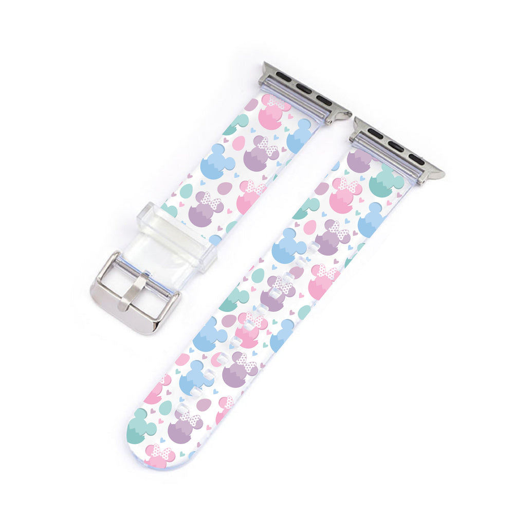 Easter Pastel Mickey & Minnie Clear Smartwatch Strap