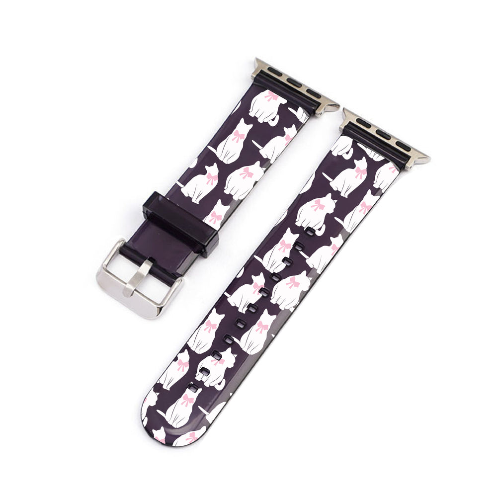 
            
                Load image into Gallery viewer, Coquette White Cats Black Smartwatch Strap
            
        