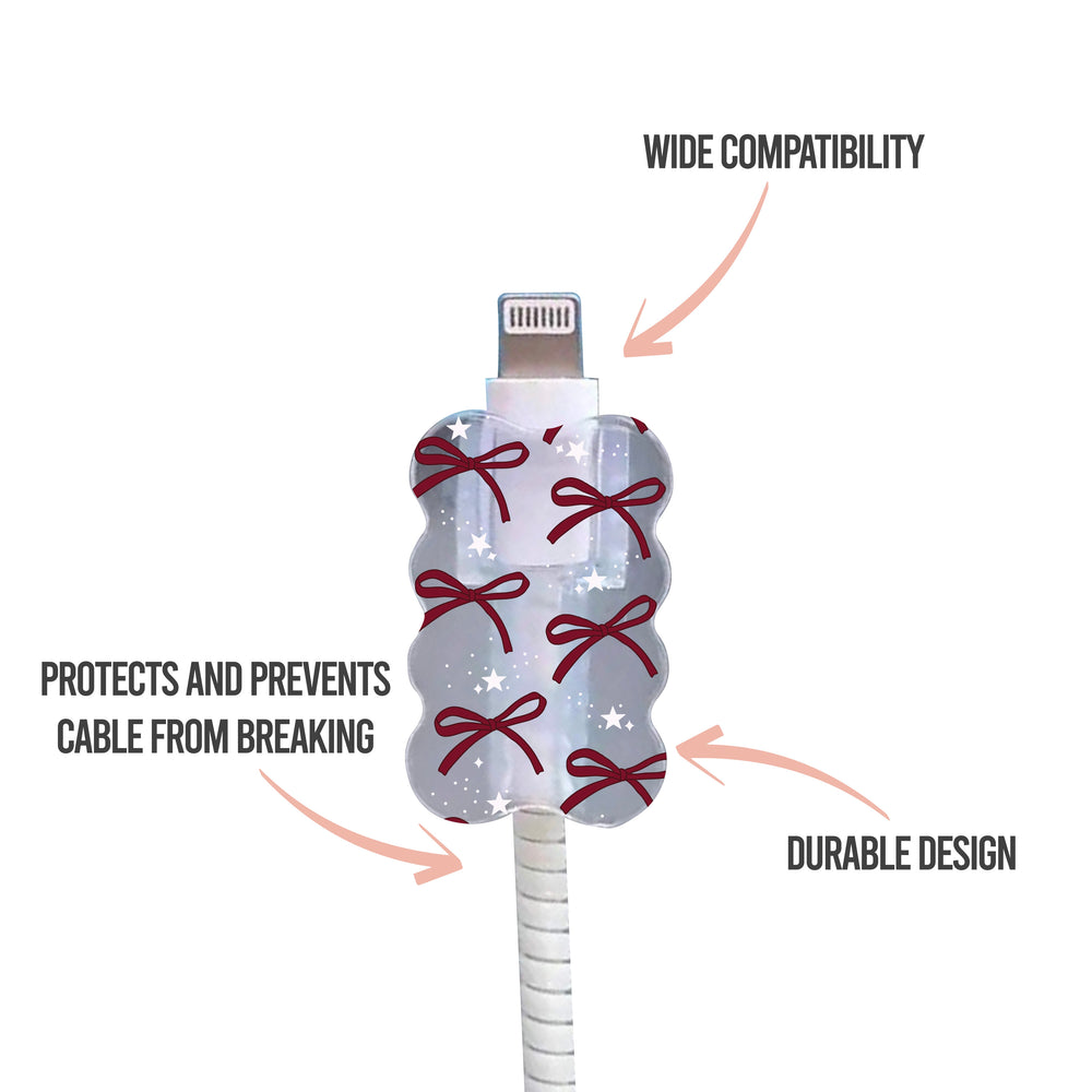 Burgundy Bows Cable Protector