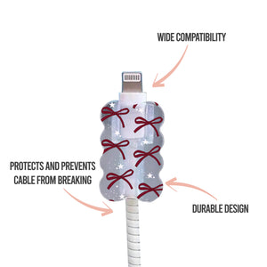 Burgundy Bows Cable Protector