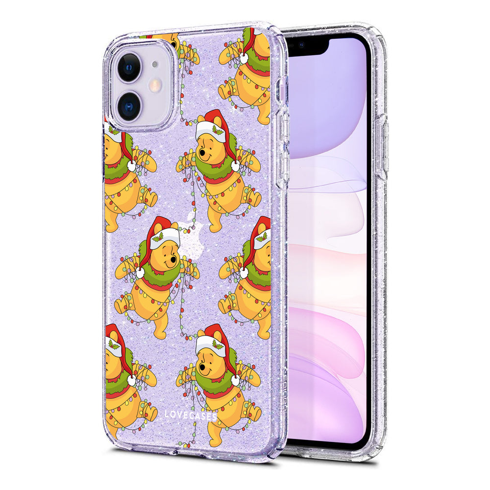 Christmas Winnie the Pooh Glitter Phone Case