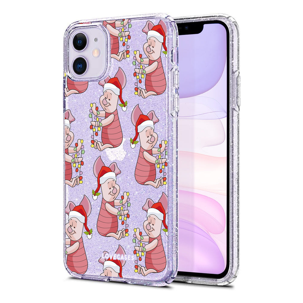 Christmas Piglet Glitter Phone Case