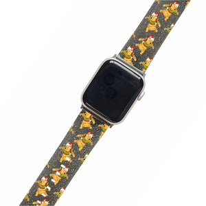 Christmas Winnie the Pooh - Black Glitter Smartwatch Strap