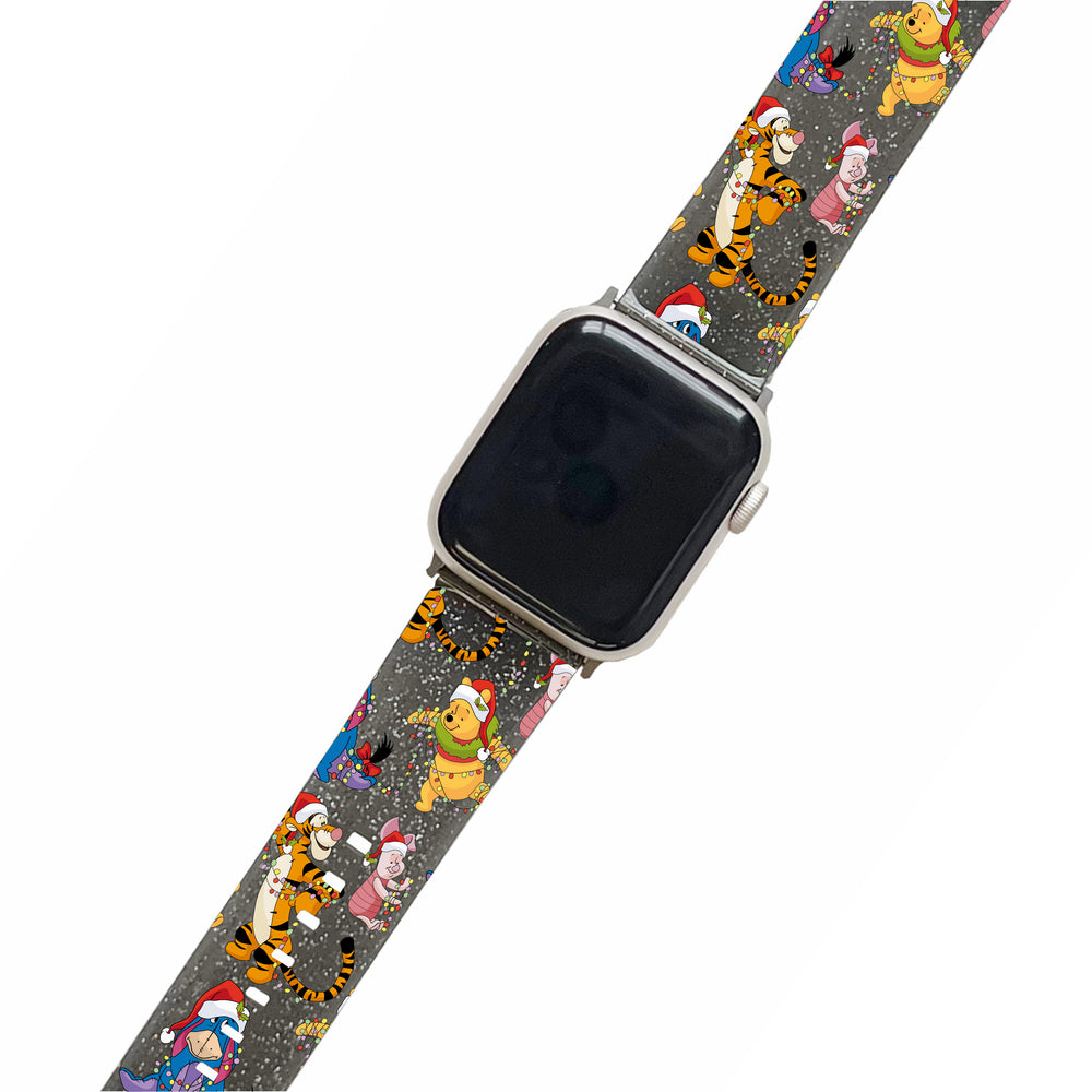 Christmas Winnie & Friends - Black Glitter Smartwatch Strap