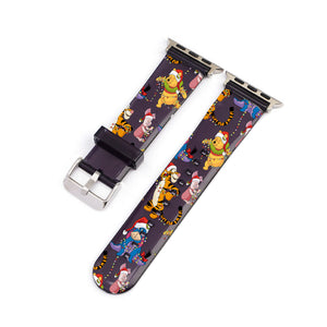 Christmas Winnie & Friends Black Smartwatch Strap