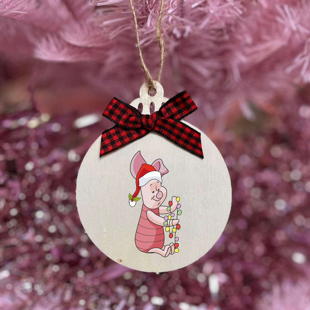 Christmas Piglet Wooden Decoration