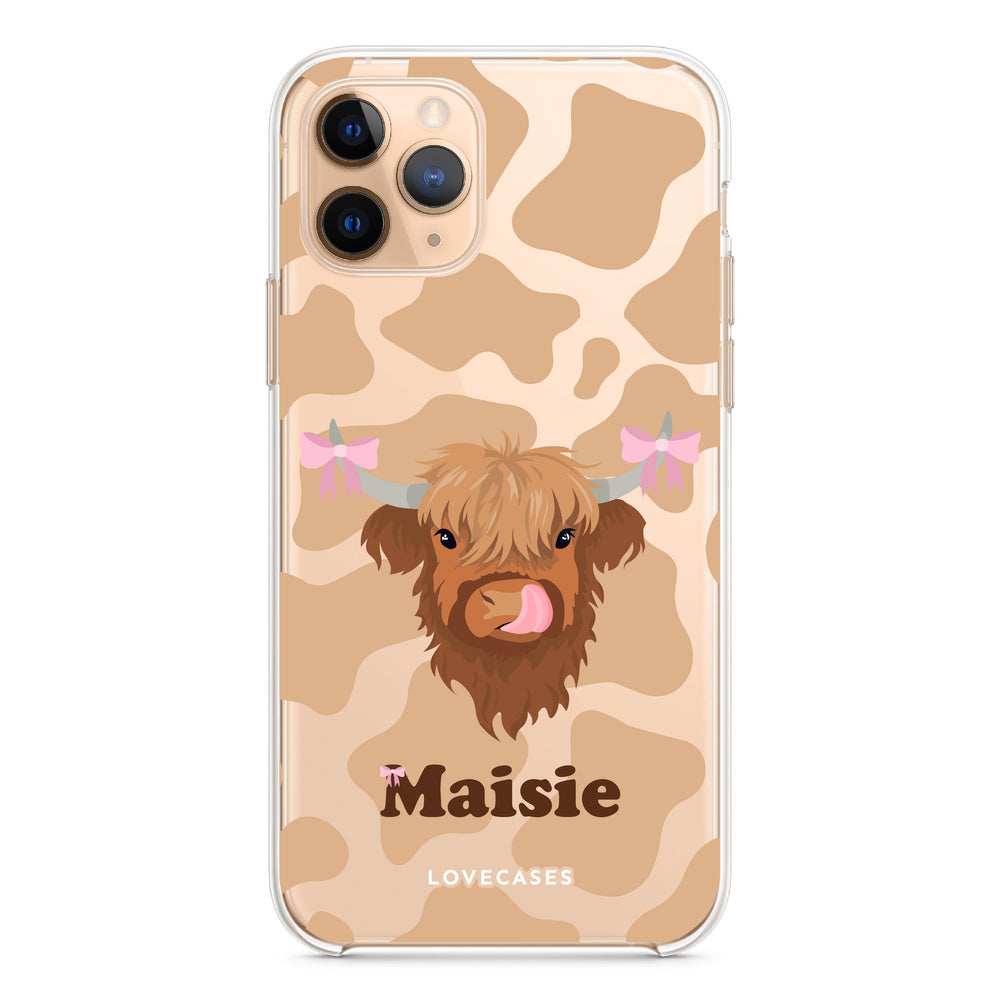 Personalised Coquette Highland Cow Phone Case